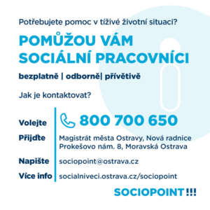 SOIOPOINT místo prvního kontaktu v Ostravě, sociální poradenství, bezplatná linka
